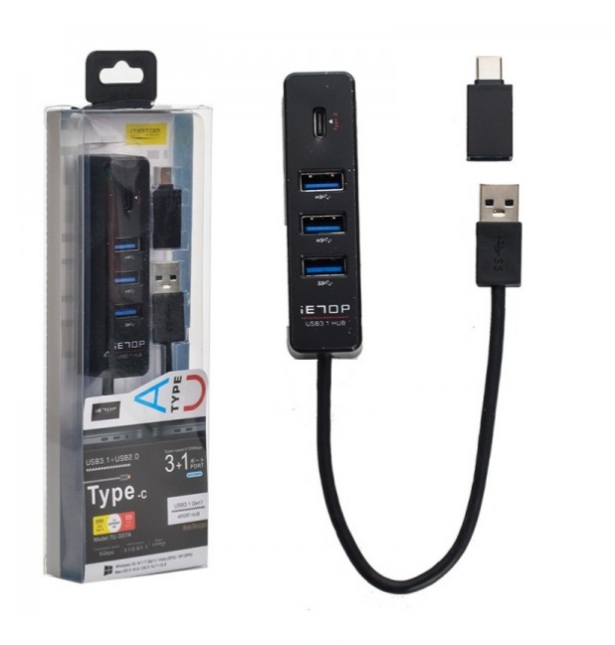 هاب 4 پورت USB و رابط تایپ سی (iETOP) مدل TU-337A
